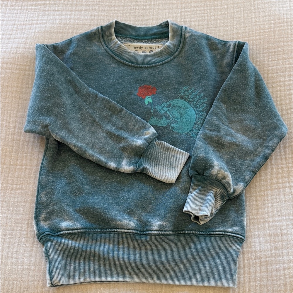 Rowdy Sprout Striped Sweatshirt with Green Collar
